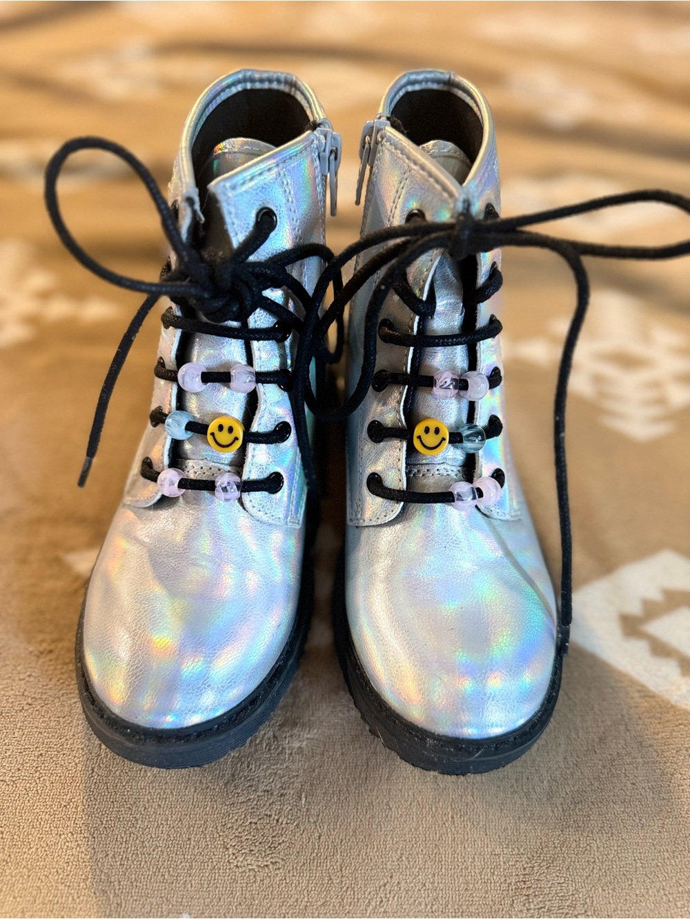 The Children's Place Toddler Girls Holographic Booties Beaded Size 1